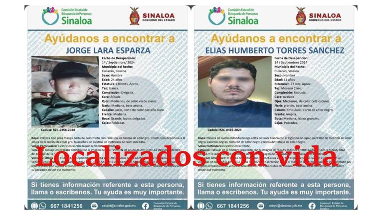 Reportan liberación de dos hombres que habían sido privados de la libertad