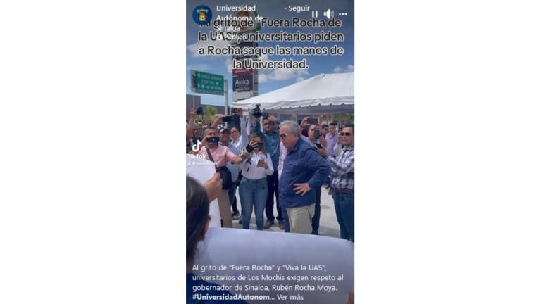 El Gobernador de Sinaloa enfrentó una protesta de universitarios a favor de las autoridades de la UAS en Ahome.