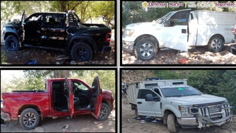 Vehículos localizados abandonados en la sierra de Culiacán.