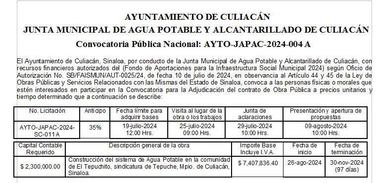 Se suma ‘Tepuchito’ a promesa de construcciones de sistema de agua potable del Gobierno de Culiacán