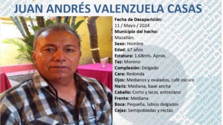 Juan Andrés Valenzuela Casas es buscado desde el pasado sábado 11 de mayo.