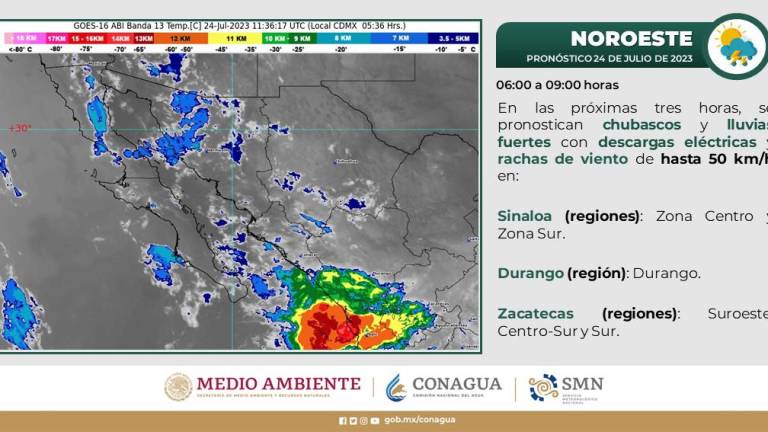 Condiciones del clima para este lunes en la región noroeste de México.