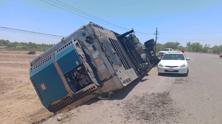 La caja refrigerada con 20 toneladas de carga se volteó al maniobrar en el Piggy Back.