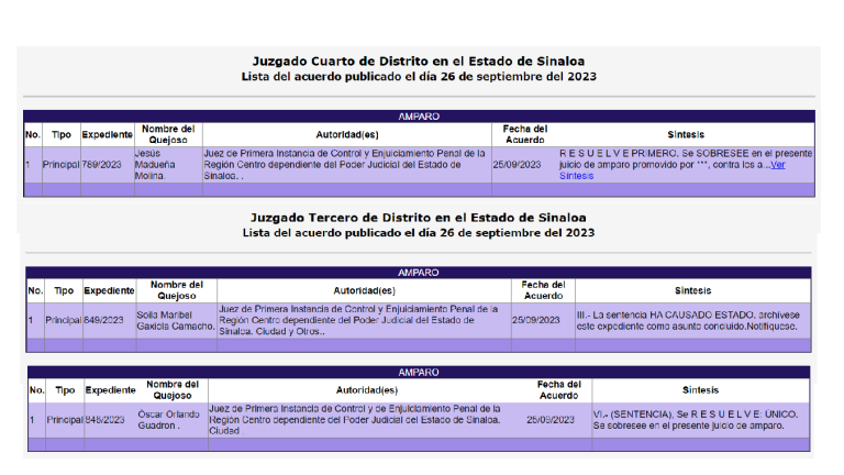 El Juzgado Tercero y Cuarto de Distrito desecharon este martes los juicios de amparo interpuestos.