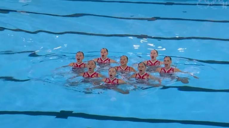 El equipo mexicano de natación artística, durante una de sus rutinas.