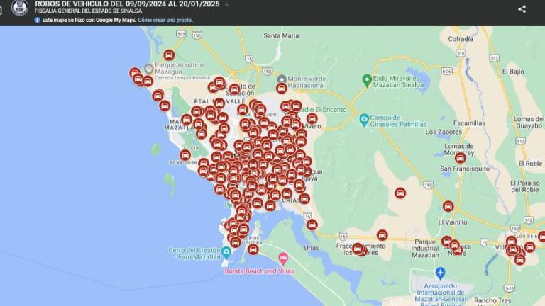 Robo de vehículos registrados en Mazatlán desde el 9 de septiembre de 2024.