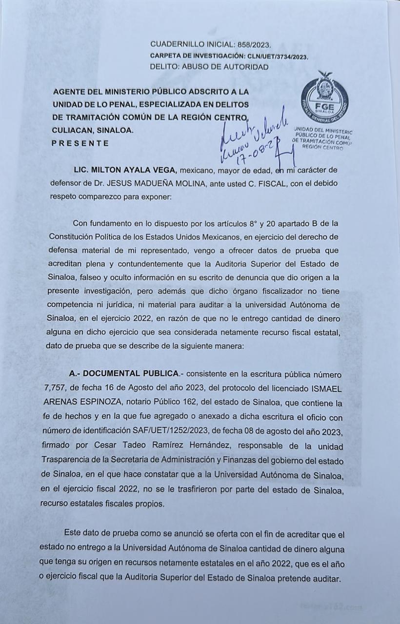 $!Dice UAS que ASE no puede auditarla porque no recibió recursos estatales en 2022, pero le dieron $275 millones