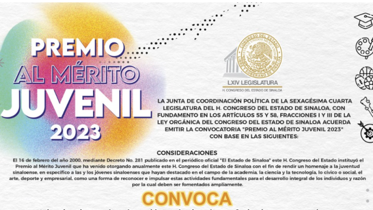 Abre Congreso convocatoria para Premio al Mérito Juvenil 2023