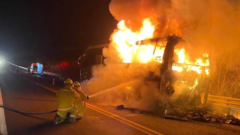 El autobús se incendió por completo antes de llegar a la caseta de cobro de Mesillas.
