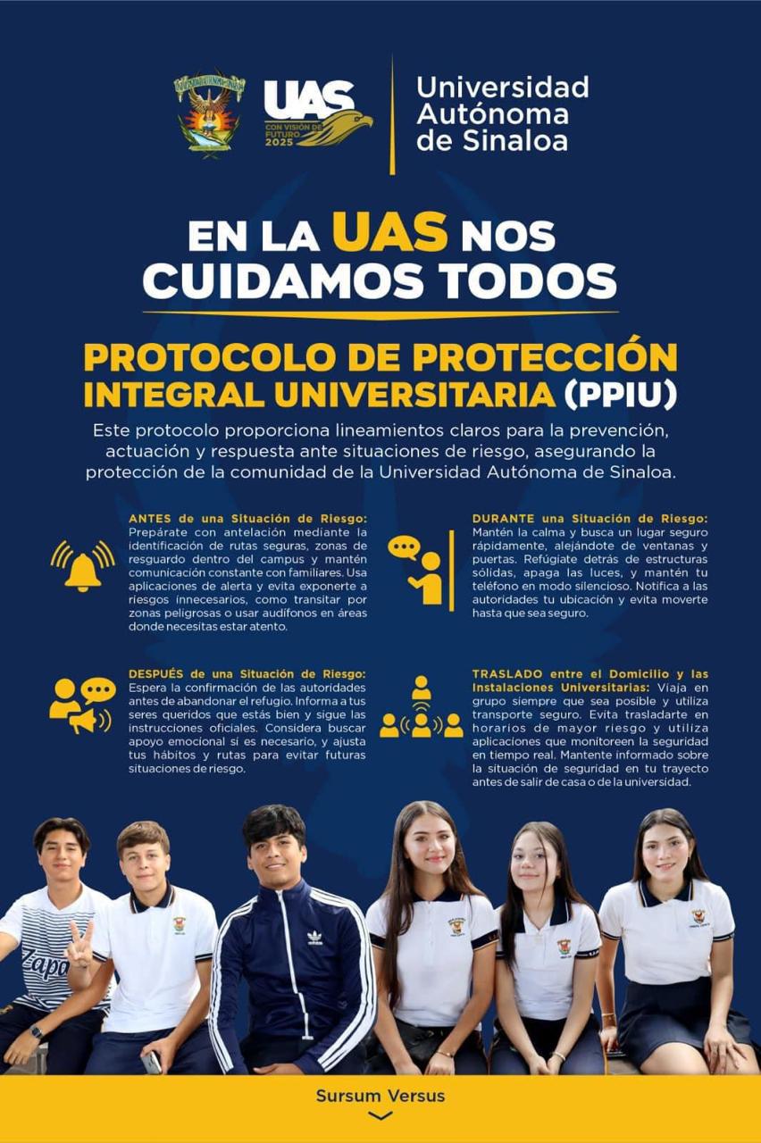 $!UAS difunde protocolo de seguridad para su comunidad, ante violencia en Sinaloa