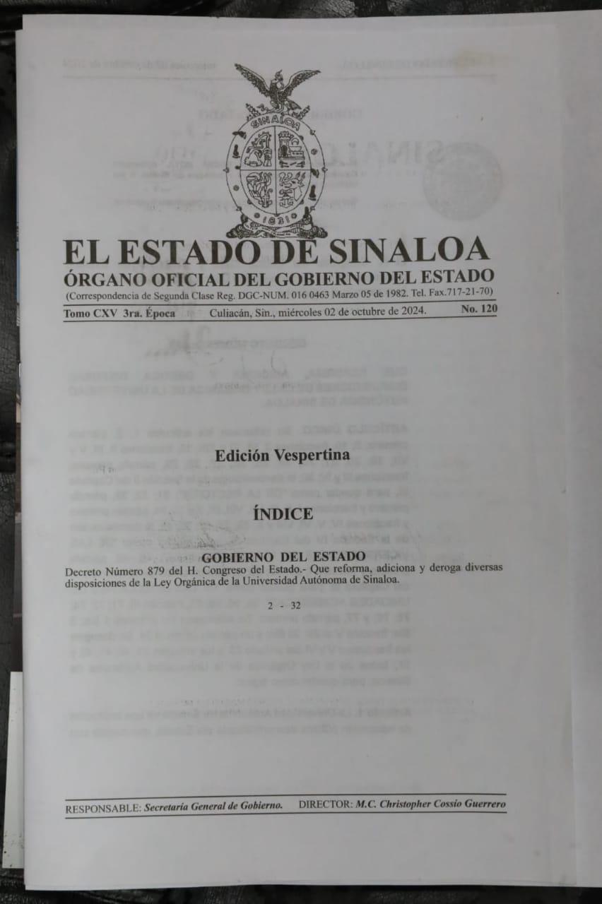 $!Entra en vigor reforma a la Ley Orgánica de la UAS