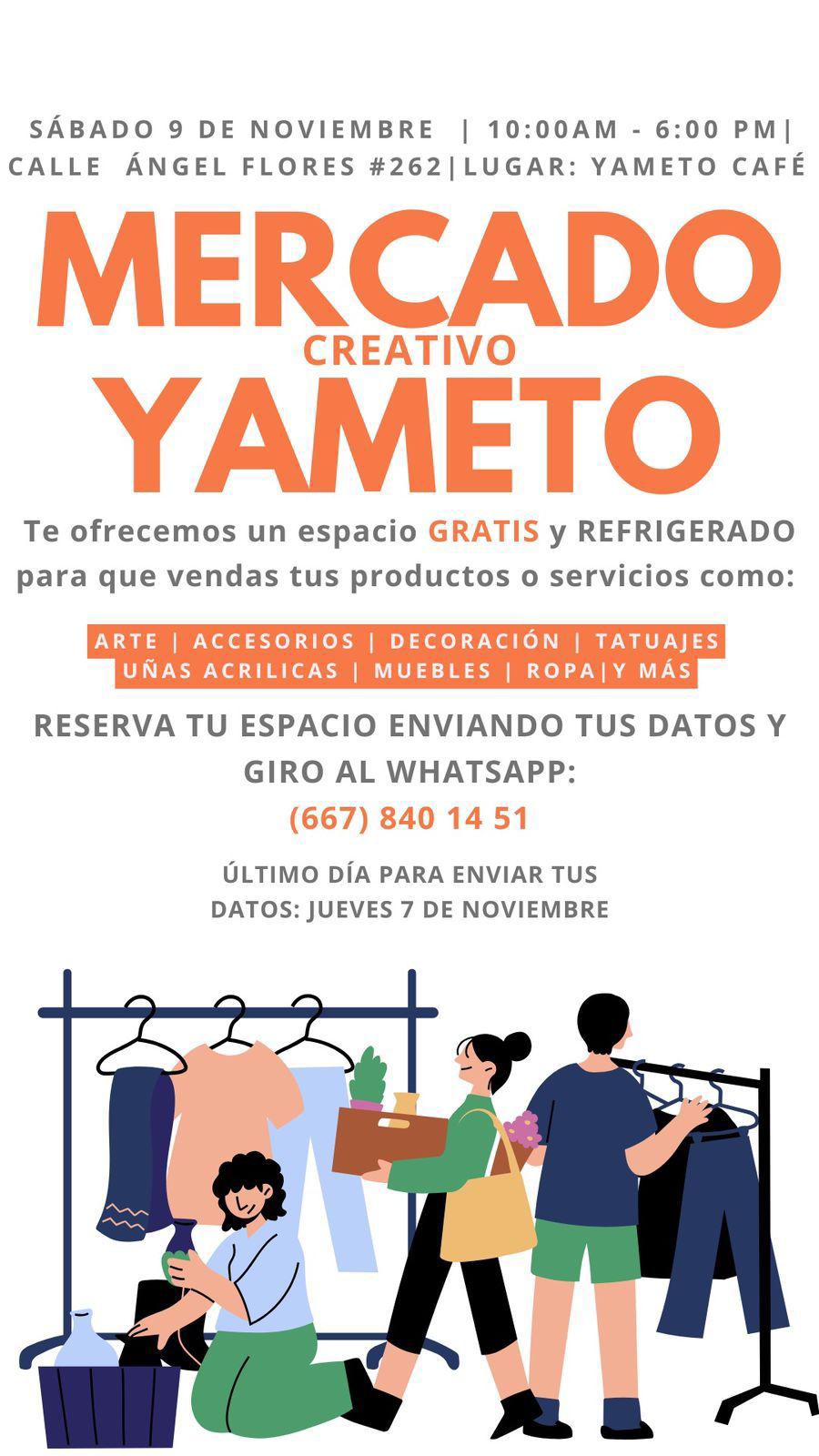 $!Aprovecha espacio para ventas en Mercado Creativo Yameto; se realizará este sábado