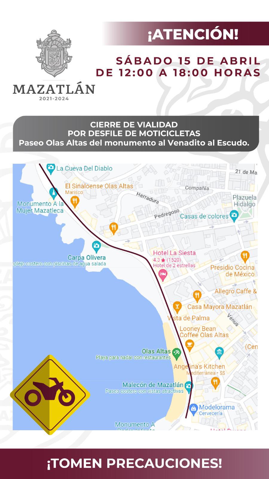 $!¡Toma tus precauciones! Cerrarán vialidades por desfile de motos