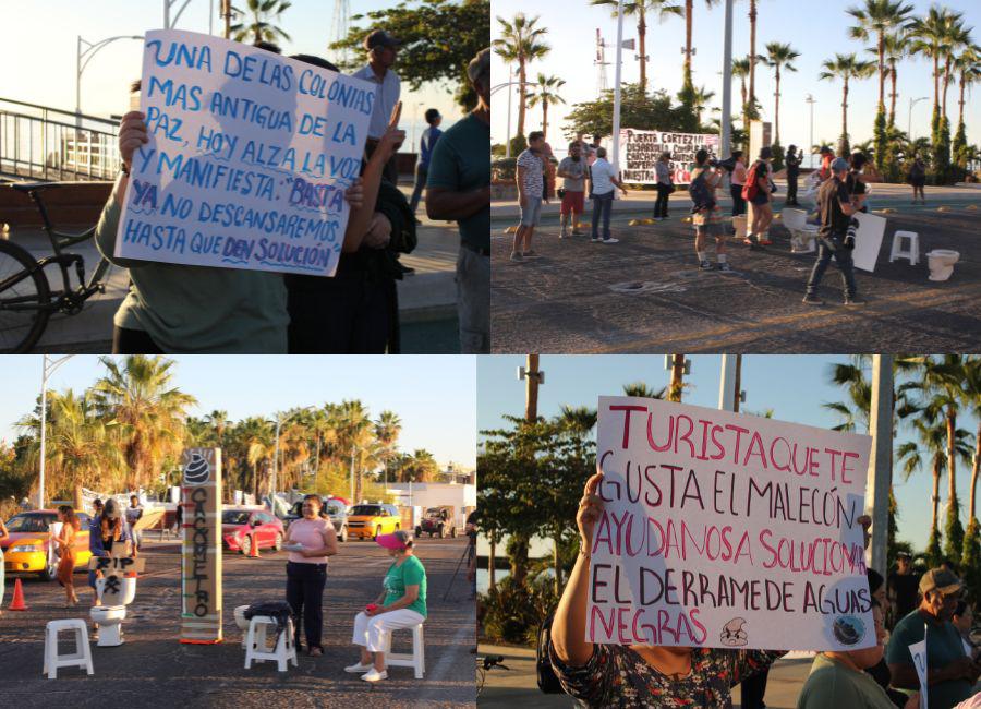 $!Manifestación sobre el malecón de La Paz a la altura de El Molinito el 20 de abril de 2024.