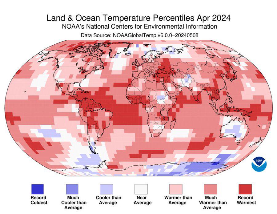 $!Abril fue el mes más cálido registrado y ya son 11 meses de temperaturas récord: NOAA