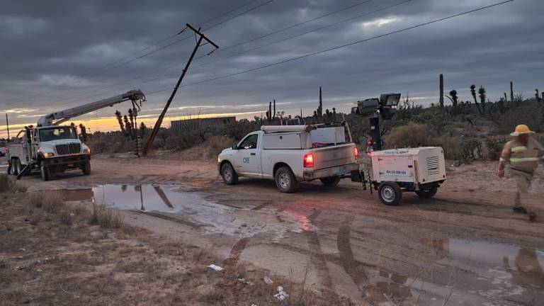 La Comisión Federal de Electricidad reporte que lleva un avance del 80 por ciento en la restauración de la electricidad tras las afectaciones que dejó el huracán Hilary.