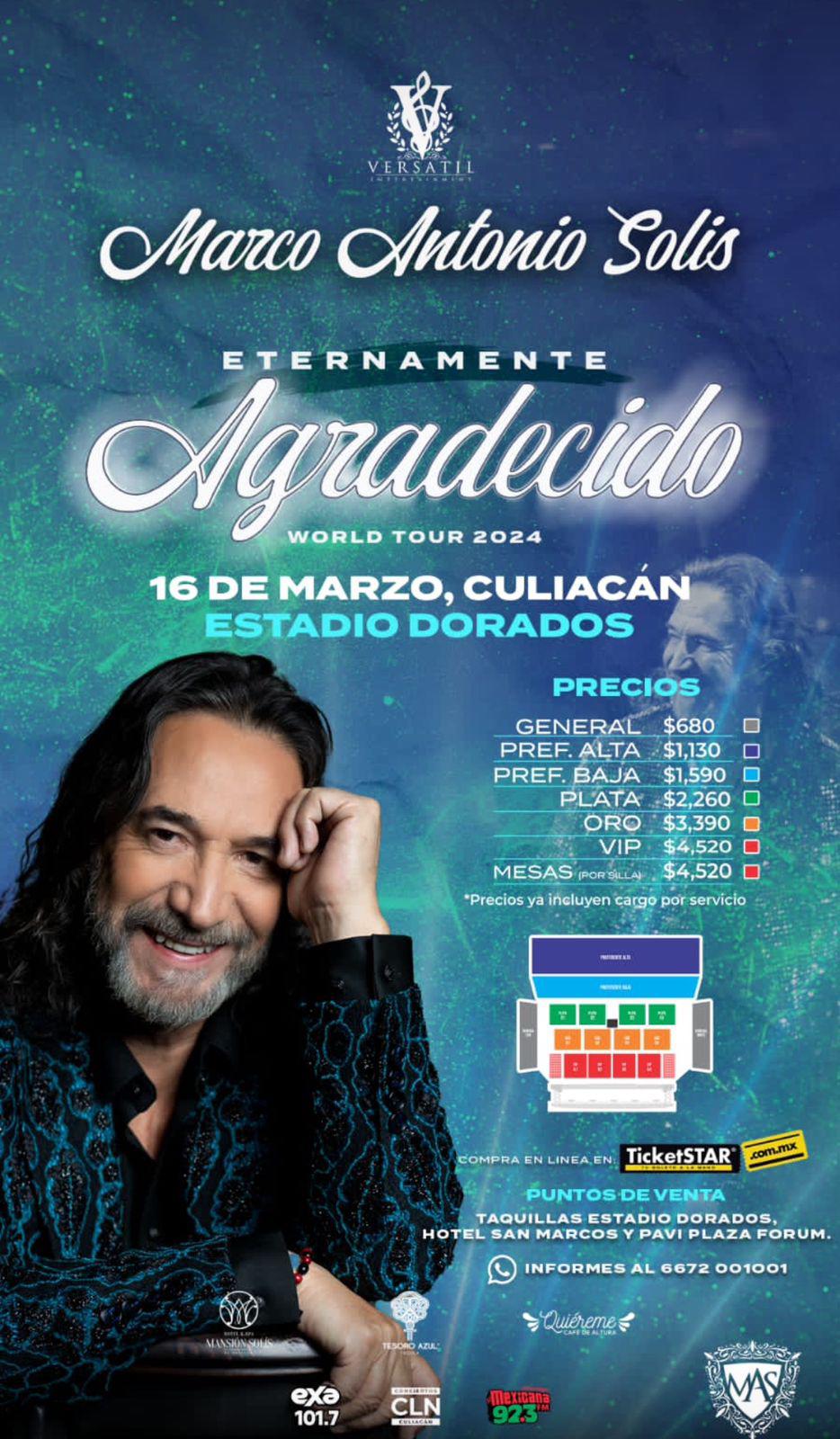 $!Cantará Marco Antonio Solís en Culiacán y Mazatlán