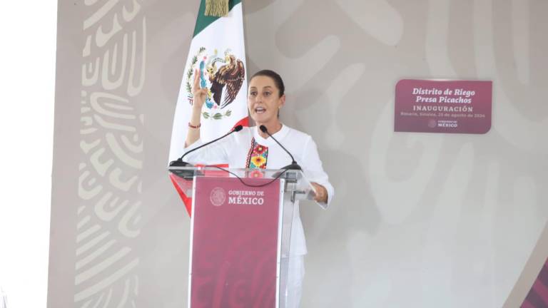 Claudia Sheinbaum anunció programas de salud y educación, entre otros, en su futuro gobierno durante la inauguración del distrito de riego de la Presa Picachos en Sinaloa.