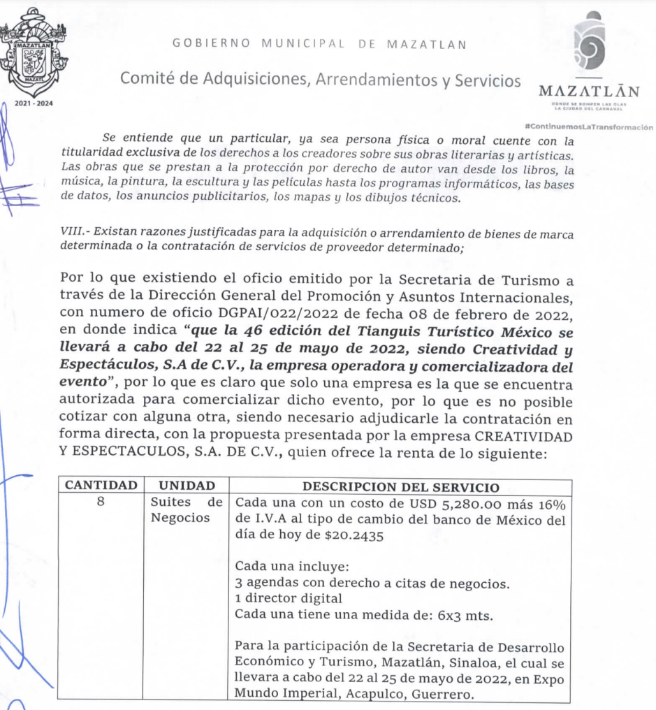 $!Pagó Ayuntamiento de Mazatlán casi $1 millón por 8 suites para Tianguis Turístico