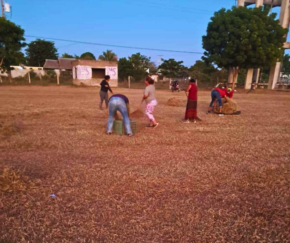 $!Comunidad del Palmito del Verde, en Escuinapa, se une para rehabilitar su campo de beisbol