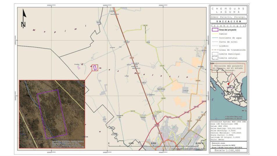 $!Mapa que se incluyó en la Manifestación de Impacto Ambiental y que muestra el lugar en donde se iba a construir la planta.