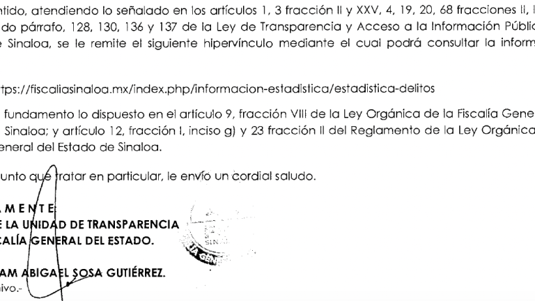 La Fiscalía de Sinaloa ha negado información sobre las denuncias sobre desapariciones en la entidad.