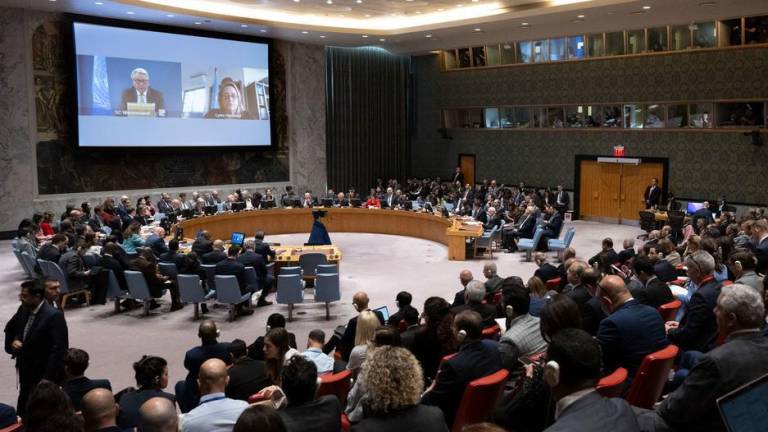 Los delegados en la sala del Consejo de Seguridad de la ONU se reúnen para un Debate Abierto sobre la Situación en Oriente Medio el martes 24 de octubre de 2023.