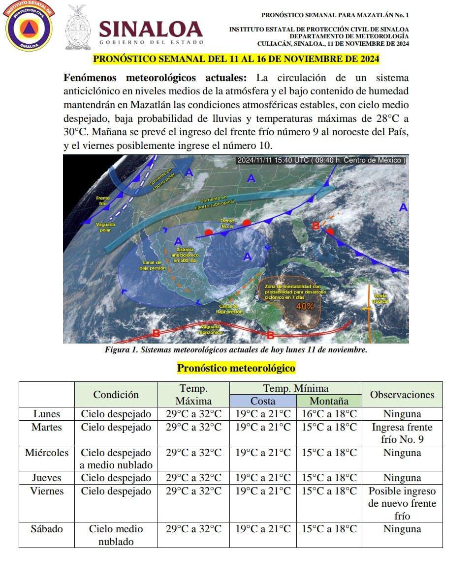 $!Ingresa Frente Frío número 9 a Mazatlán; llaman a tomar precauciones