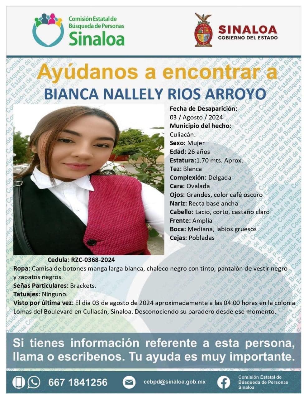 $!Buscan en Culiacán a Bianca Nallely