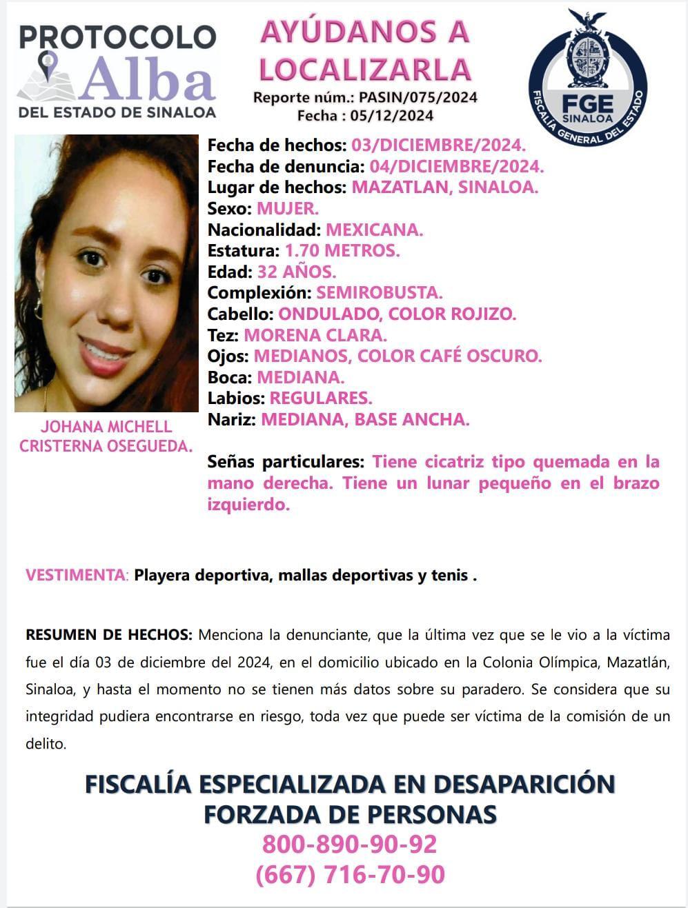 $!Reportan la localización de Johana Michell, quien había desaparecido en Mazatlán