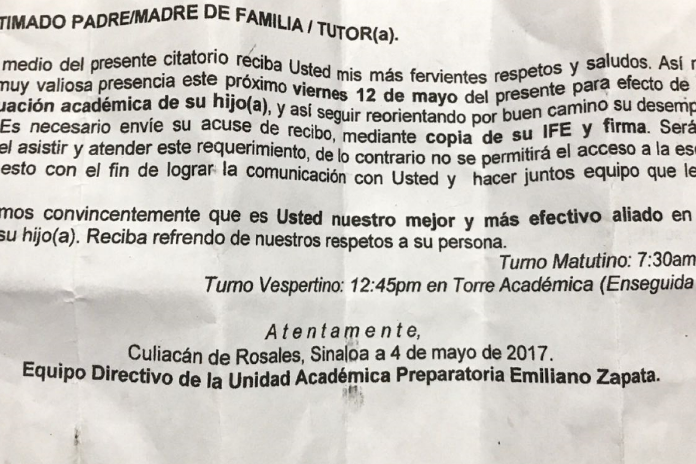 piden la credencial de elector para reunion en prepa uas noroeste piden la credencial de elector para